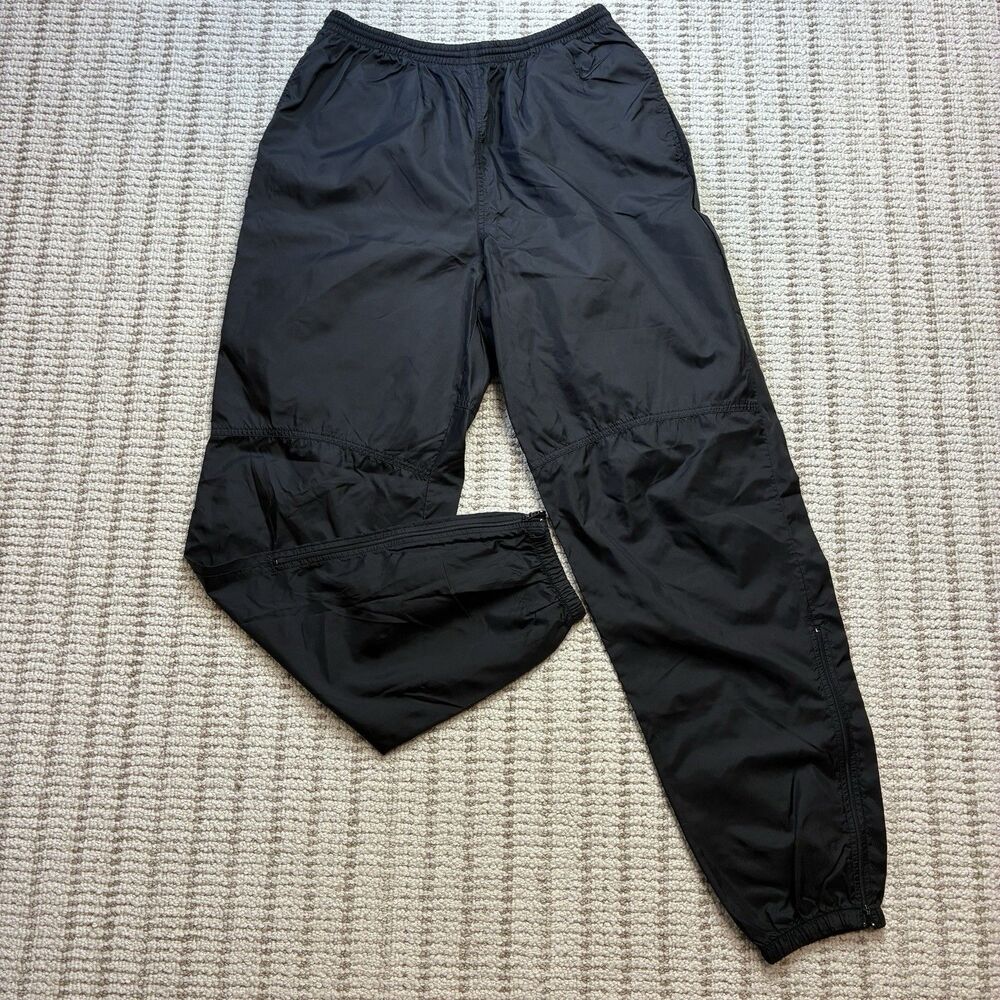 Vintage 90s Nike Nylon Track Pants Black Large Y2K Windbreaker Joggers Sweatpant